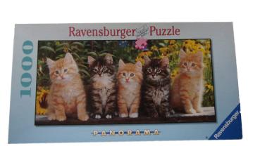 1000 Teile Puzzle PANORAMA Katzenquintett gebraucht