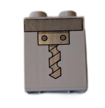 LEGO® DUPLO® 4066  1 x 2 x 2 hellgrau bedruckt Bohrer gebraucht