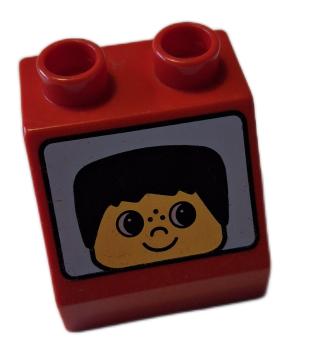 LEGO® DUPLO® 6474 Dachstein rot bedruckt Gesicht gebraucht