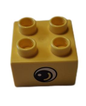 LEGO® DUPLO® 3437 2 x 2 gelb bedruckt mit Auge klein gebraucht