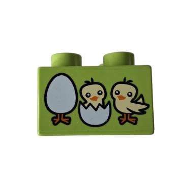 LEGO® DUPLO® 3437 2 x 2 Stein grasgrün bedruckt Eier gebraucht