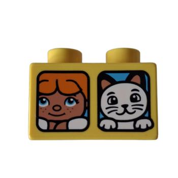 LEGO® DUPLO® 3437 2 x 2 Stein gelb bedruckt Tiere gebraucht
