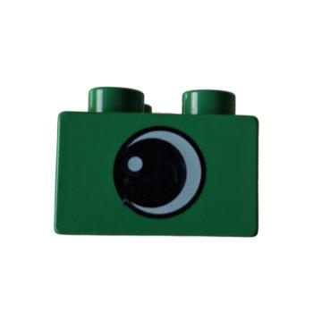 LEGO® DUPLO® 3437 2 x 2 Stein dunkelgrün bedruckt Auge gebraucht