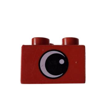 LEGO® DUPLO® 3437 2 x 2 Stein rot bedruckt Auge gebraucht