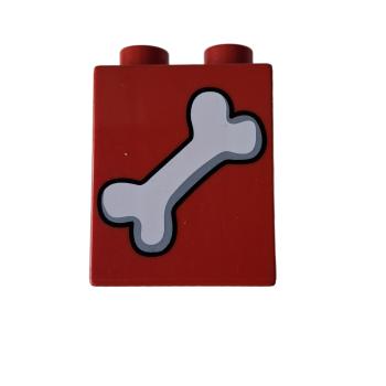 LEGO® DUPLO® 31110 2 x 2 Stein 2 hoch bedruckt Knochen gebraucht