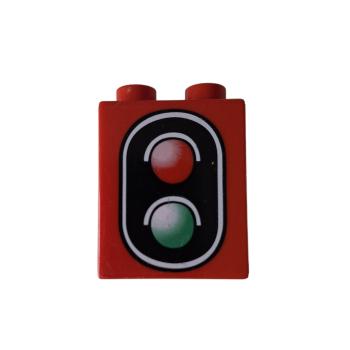 LEGO® DUPLO® 4066 1 x 2 x 2 bedruckt mit Ampel rot gebraucht