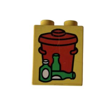 LEGO® DUPLO® 4066 1 x 2 x 2 bedruckt mit Mülleimer gebraucht