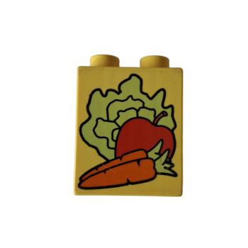 LEGO® DUPLO® 4066 1 x 2 x 2 Stein bedruckt Gemüse gebraucht