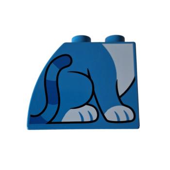 LEGO® DUPLO® 11344 Dachstein 2 x 3 x 2 blau gebogene Seite bedruckt Katze gebraucht