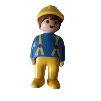 Playmobil 123 ® Mann blau / gelb gelber Helm gebraucht