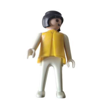 Playmobil ® Frau gelb / weiß schwarze Haare feste Hände gebraucht