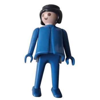 Playmobil ® Frau blau schwarze Haare feste Hände gebraucht