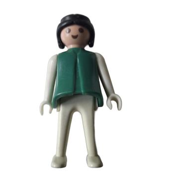 Playmobil ® Frau grün / weiß schwarze Haare feste Hände gebraucht