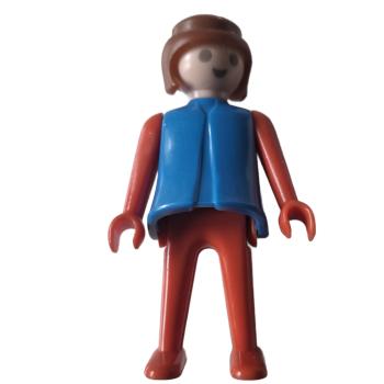 Playmobil ® Frau rot / blau braune Haare feste Hände gebraucht