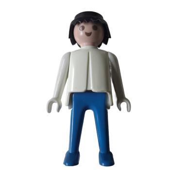 Playmobil ® Mann weiß / blau schwarzes Haar feste Hände gebraucht