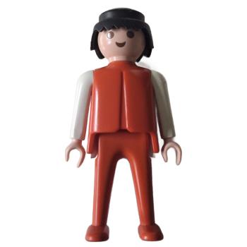 Playmobil ® Mann rot / weiß schwarzes Haar bewegliche Hände gebraucht