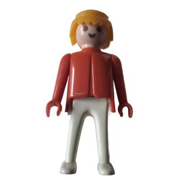 Playmobil ® Mann rot / weiß blondes Harre feste Hände gebraucht