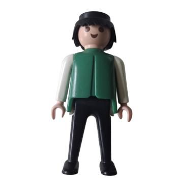 Playmobil ® Mann grün / weiß / schwarz schwarzes Haar bewegliche Hände gebraucht