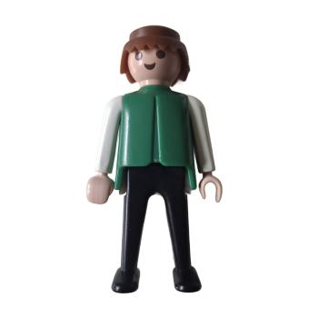 Playmobil ® Mann grün / weiß / schwarz braunes Haar bewegliche Hände gebraucht