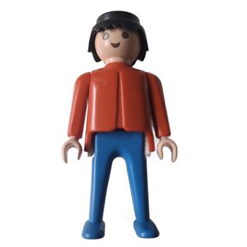 Playmobil ® Mann rot / blau schwarzes Haar bewegliche Hände gebraucht