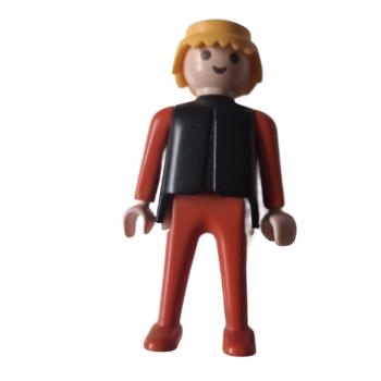 Playmobil ® Mann rot / schwarz blondes Haar bewegliche Hände gebraucht
