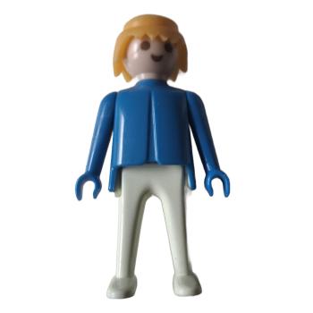 Playmobil ® Mann blau / weiß blonde Haare feste Hände gebraucht