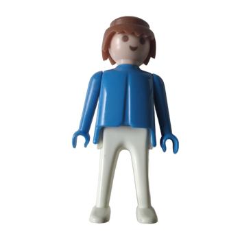 Playmobil ® Mann blau / weiß braune Haare feste Hände gebraucht