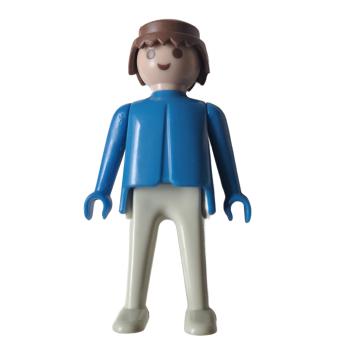 Playmobil ® Mann blau / beige braunes Haare feste Hände gebraucht