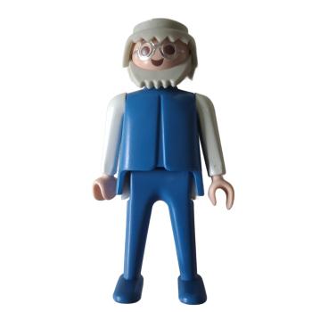 Playmobil ® Mann blau / weiß graue Haare Bart bewegliche Hände gebraucht