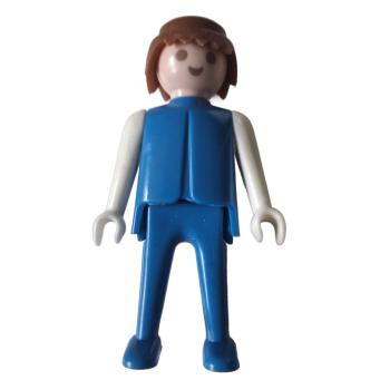 Playmobil ® Mann blau / weiß braune Haare feste Hände gebraucht