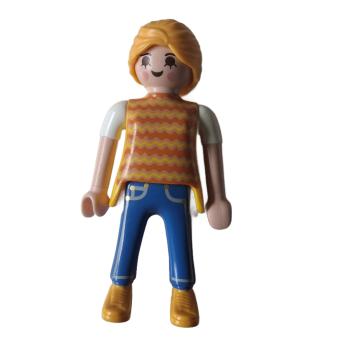 Playmobil ® Frau gelb gestreiftes Oberteil blaue Hose gebraucht