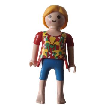 Playmobil ® Frau mit Blumenmuster blaue Hose gebraucht