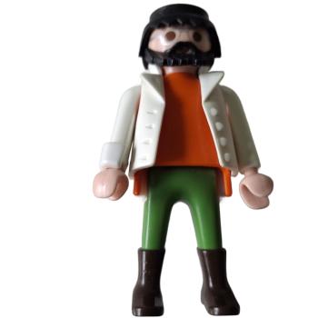 Playmobil ® Mann weiße Jacke schwarzer Bart und Haare gebraucht