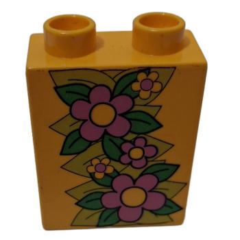 LEGO® DUPLO® 4066 1 x 2 x 2 Stein bedruckt Blumen gebraucht