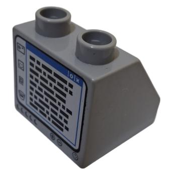 LEGO® DUPLO® 6474 2 x 2 Stein hellgrau spitz bedruckt Monitor gebraucht