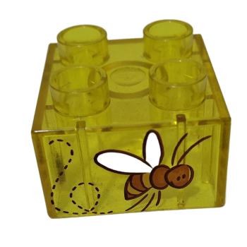 LEGO® DUPLO® 3437 2 x 2 Stein gelb transparent bedruckt Biene gebraucht