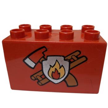 LEGO® DUPLO® 31111 2 x 4 x 2 rot bedruckt Feuerwehr gebraucht