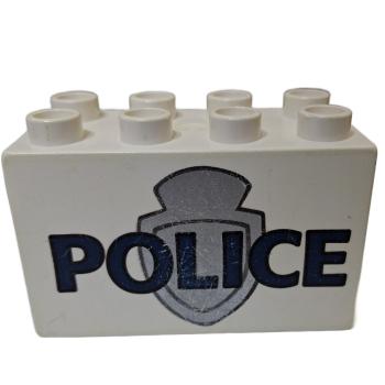 LEGO® DUPLO® 31111 2 x 4 x 2 weiß bedruckt Police gebraucht
