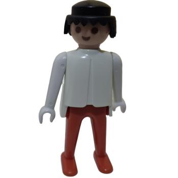 Playmobil ® Mann weiß / rot schwarze Haare feste Hände gebraucht
