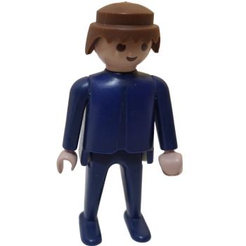 Playmobil ® Mann dunkelblau braune Haare bewegliche Hände gebraucht