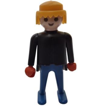 Playmobil ® Mann schwarz / blau blonde Haare bewegliche Hände rot gebraucht