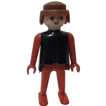Playmobil ® Mann schwarz / rot braune Haare feste Hände gebraucht