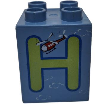 LEGO® DUPLO® 2 x 2 Stein 2 Hoch bedruckt mit Buchstaben H gebraucht