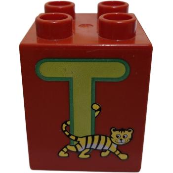 LEGO® DUPLO® 2 x 2 Stein 2 Hoch bedruckt mit Buchstaben T gebraucht