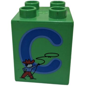 LEGO® DUPLO® 2 x 2 Stein 2 Hoch bedruckt mit Buchstaben C gebraucht