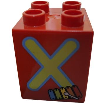 LEGO® DUPLO® 2 x 2 Stein 2 Hoch bedruckt mit Buchstaben X gebraucht
