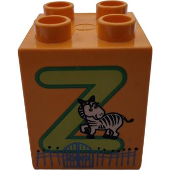 LEGO® DUPLO® 2 x 2 Stein 2 Hoch bedruckt mit Buchstaben Z gebraucht