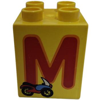 LEGO® DUPLO® 2 x 2 Stein 2 Hoch bedruckt mit Buchstaben M gebraucht