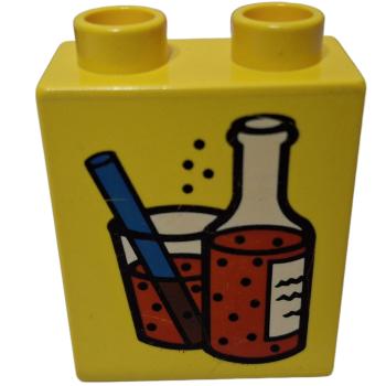 LEGO® DUPLO® 4066 1 x 2 x 2 bedruckt  gelb mit Limo gebraucht