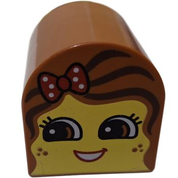 LEGO® DUPLO® 3664 Dachstein 2 x 2 rund hellbraun bedruckt Gesicht Mädchen gebraucht